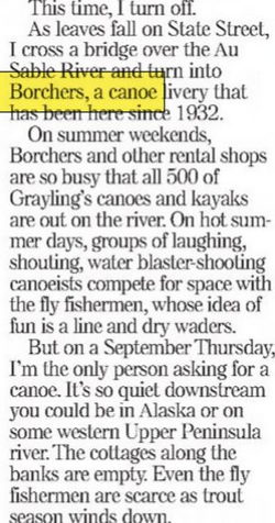 Borchers AuSable Canoe & Kayak - Oct 03 2004 Article